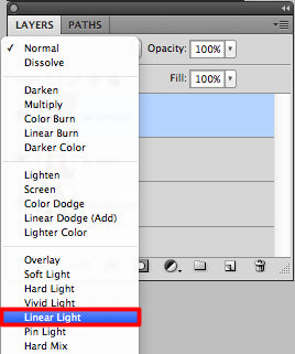 Select liner light from blending mode