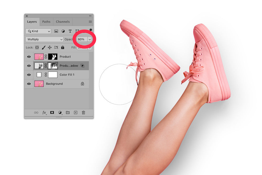 screenshot of adding highlights in Photoshop