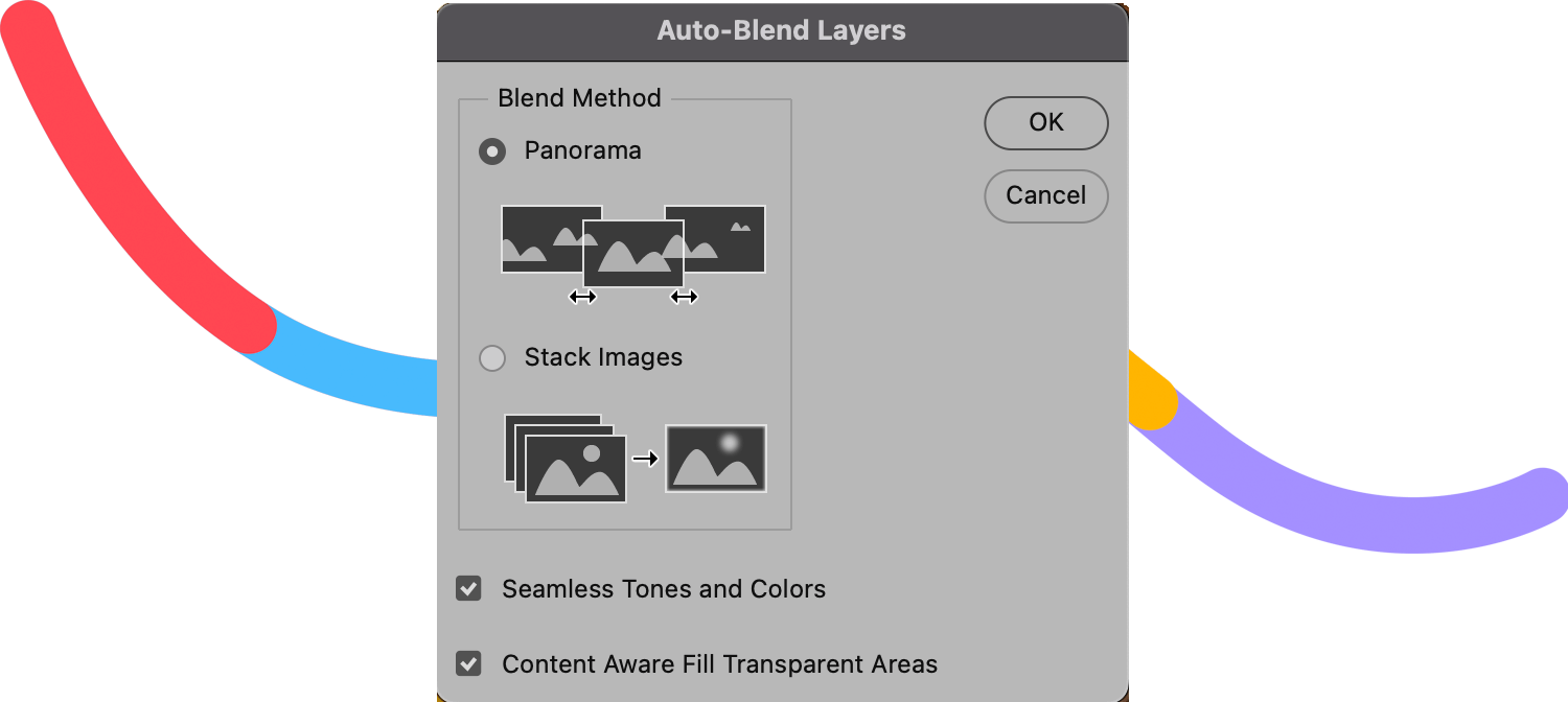 Photoshop auto-blend pop-up