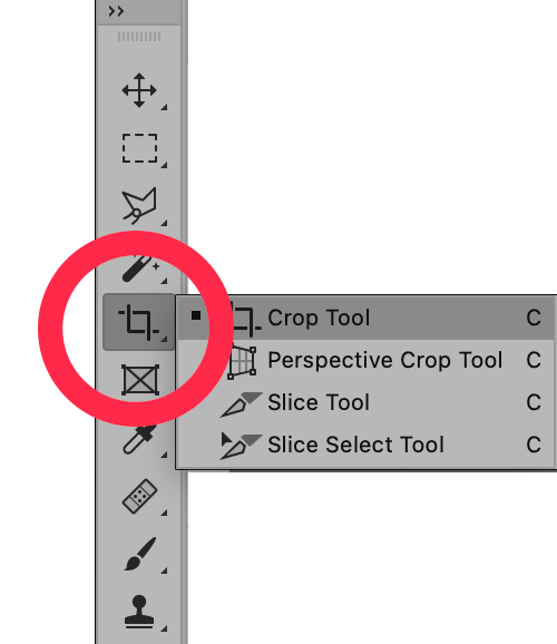 crop toolbar shortcut