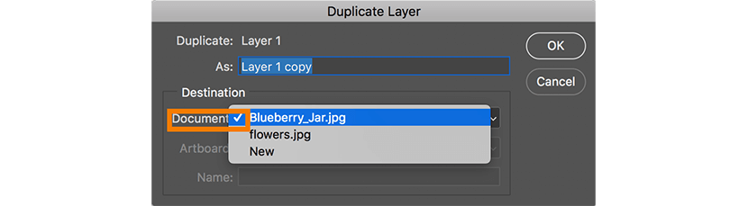 Duplicate layer menu