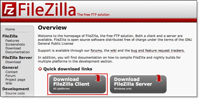 Filezilla download link