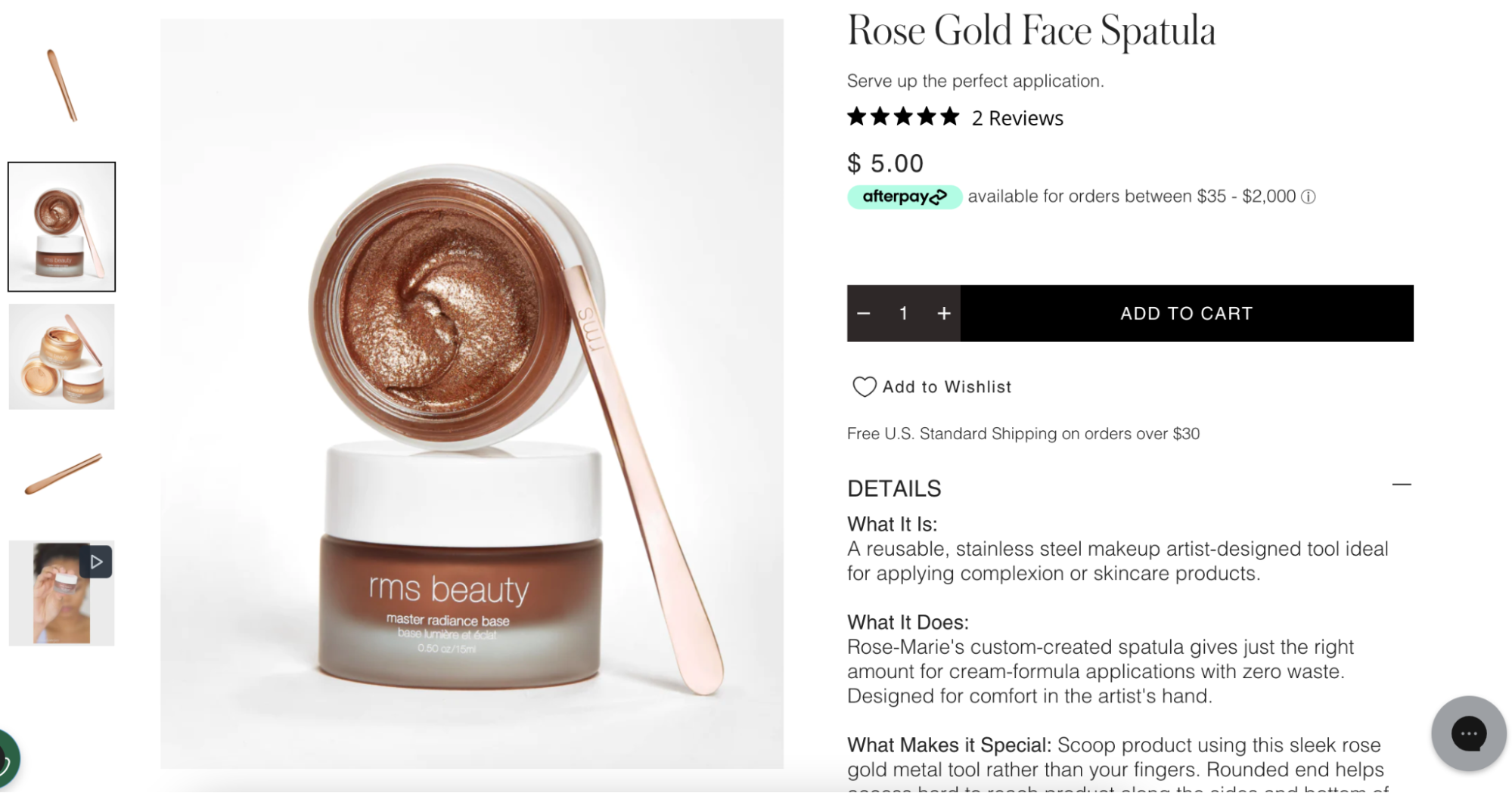 screenshot of RMS Beauty product page