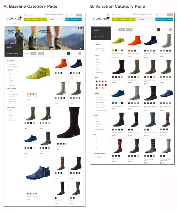 screenshot of product photography A/B test