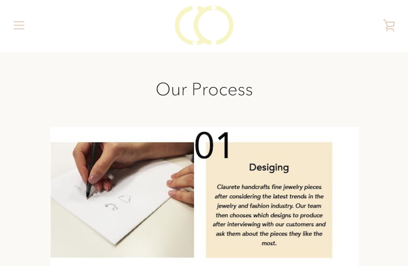 Gioielleria online Claurete e processo di design