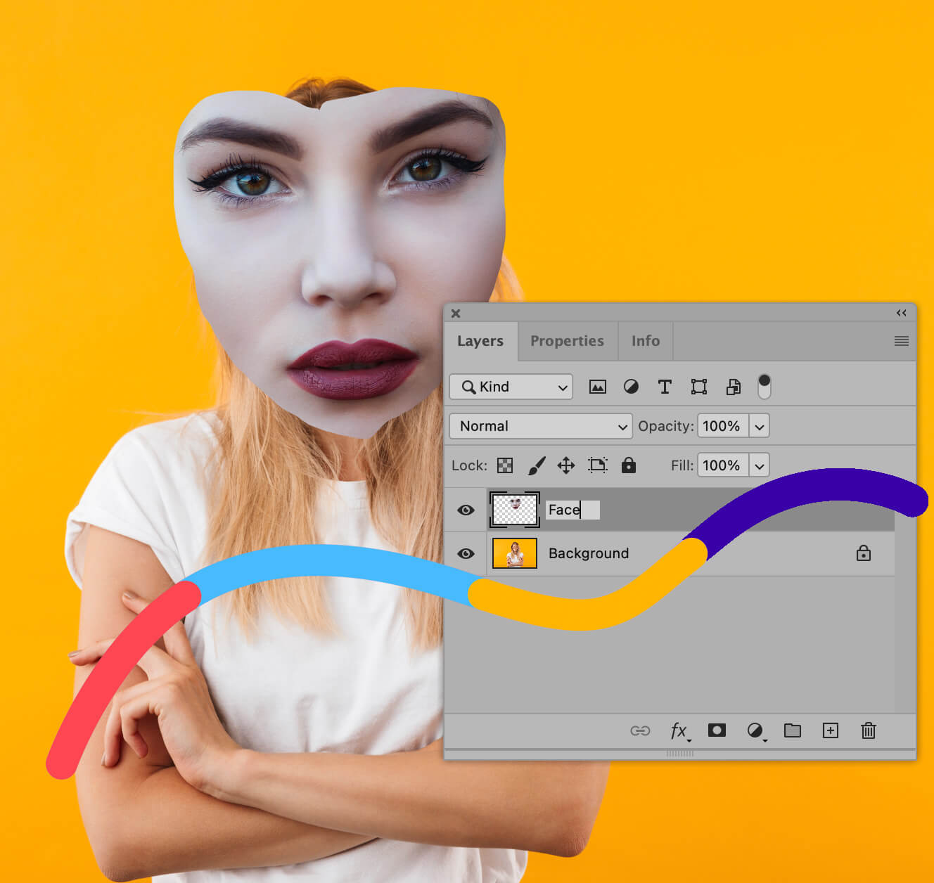 renaming face layer in Photoshop screenshot