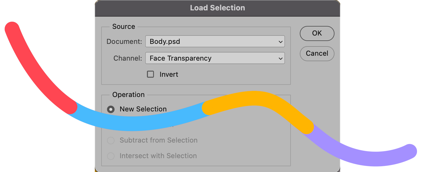 Load Selection pop-up window from Photoshop