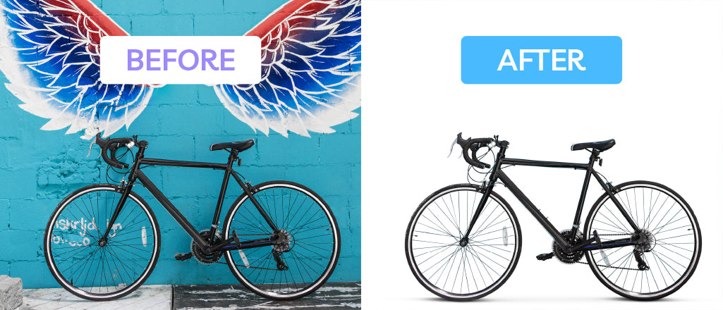 before after bicycle product photo multi clipping path background removal