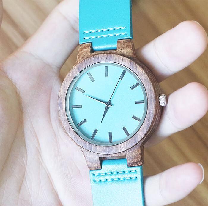 To My Future Wife When I M With You Sky Blue Leather Wood Watch Birthstone Deals