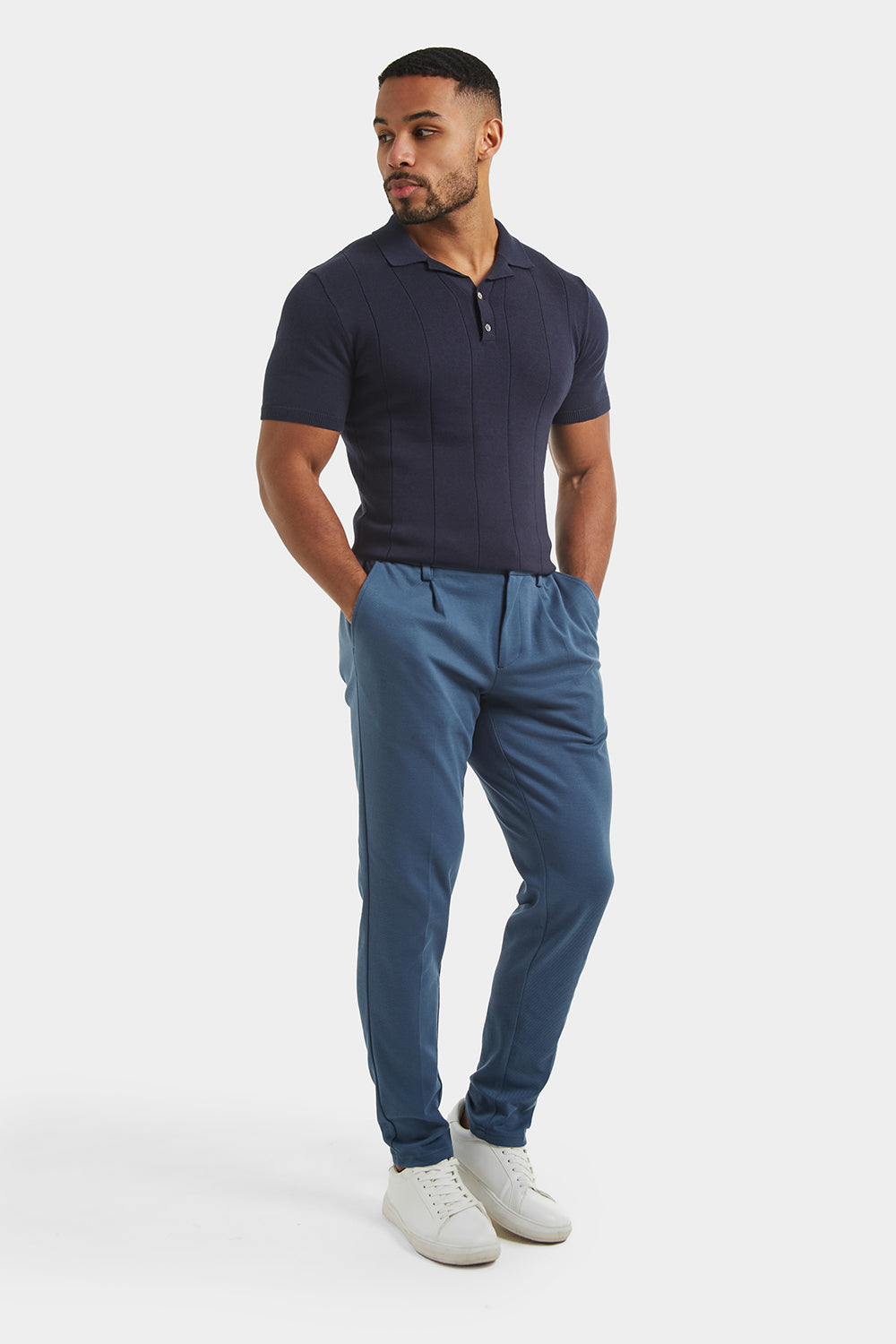 Twill Trousers in Smoke Grey - TAILORED ATHLETE - ROW