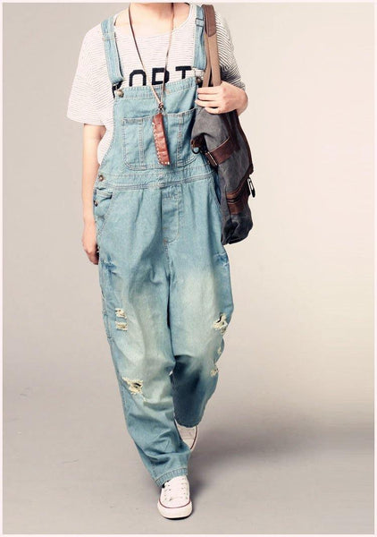 women's loose denim dungarees