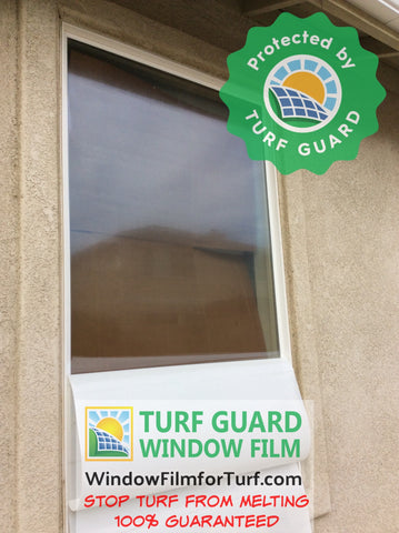 Window Film for Artificial Grass being applied to this house window - Turf Guard Window Film
