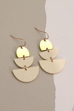 Half Moon Metal Drop Earrings - Cream