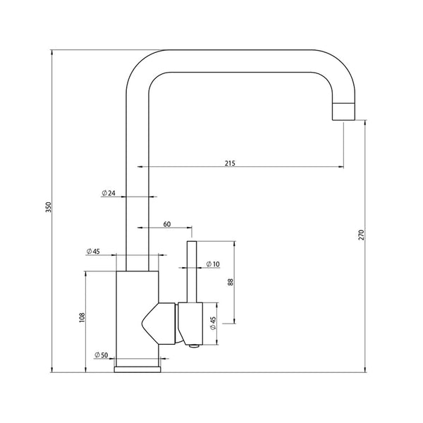 Elle Project MK2 Sink Mixer Dimensions