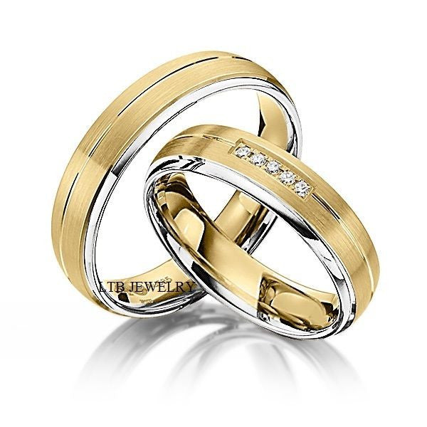 His And Hers Wedding Rings10k Two Tone Gold Matching Wedding Bands Wi Ltb Jewelry 3435