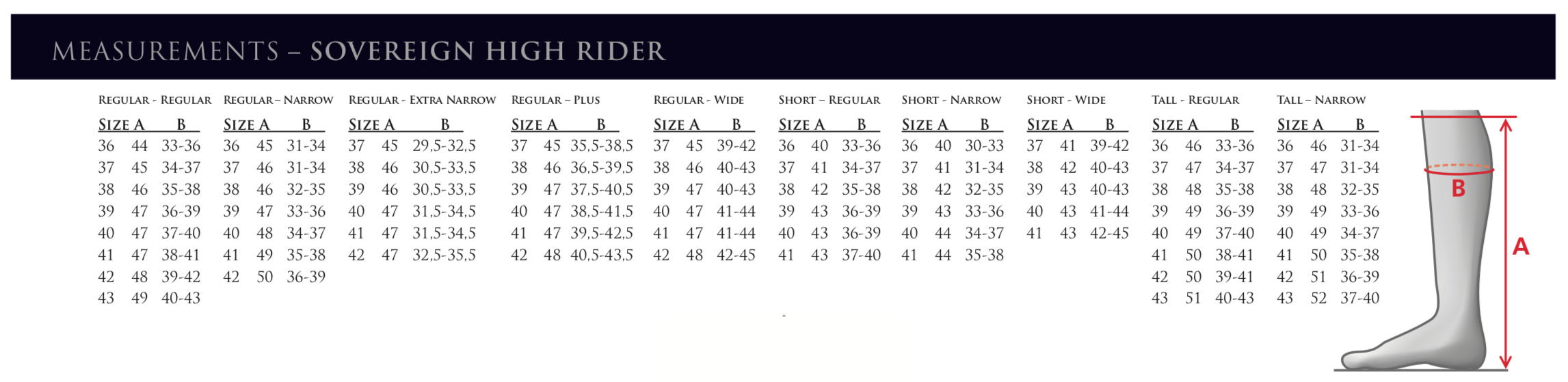 Mountain Horse Sovereign High Rider Tall Boot Size Chart