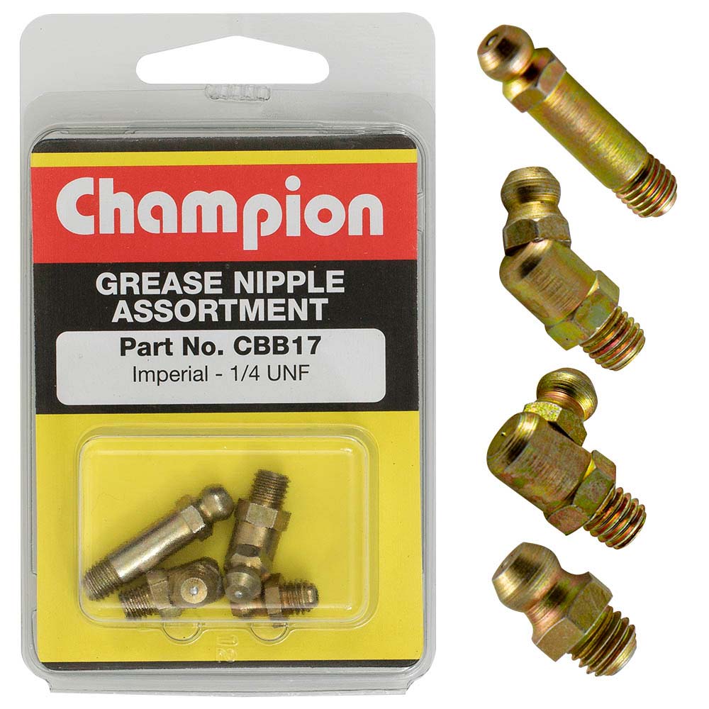 Champion 4pc Imperial 14in Unf Grease Nipple Assortment 