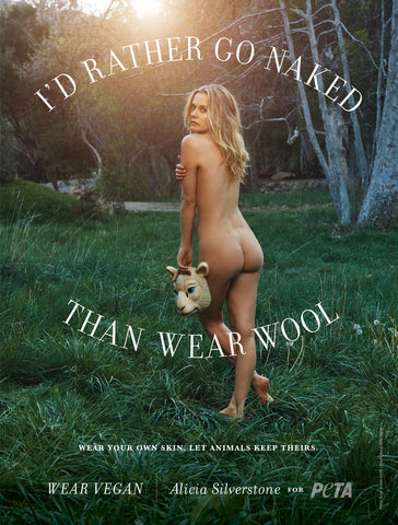 alicia silverstone wear vegan for peta no wool sustainable swimwear