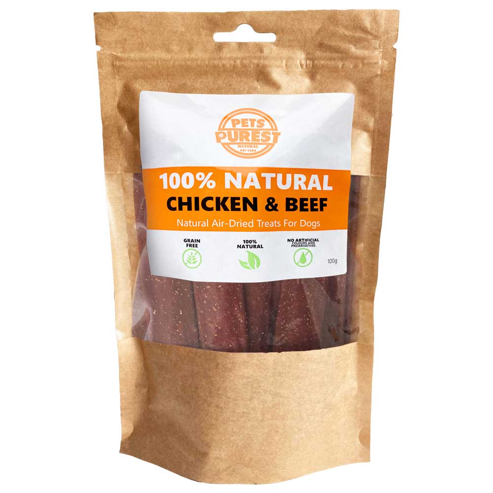 Image of Pets Purest 100% Natural Pure Chicken & Beef Pet Treats - 100g Bag