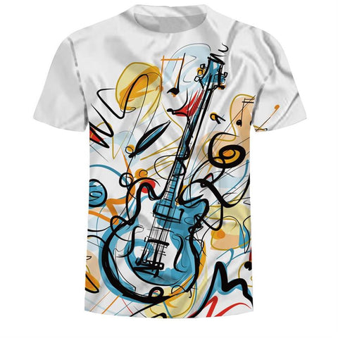 Rock Guitar Print T-shirt - Artistic Pod
