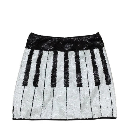 Black White Piano Sexy Skirt - Artistic Pod