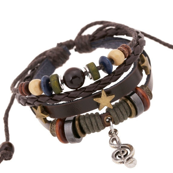 Adjustable Leather Treble Clef Bracelet - Artistic Pod