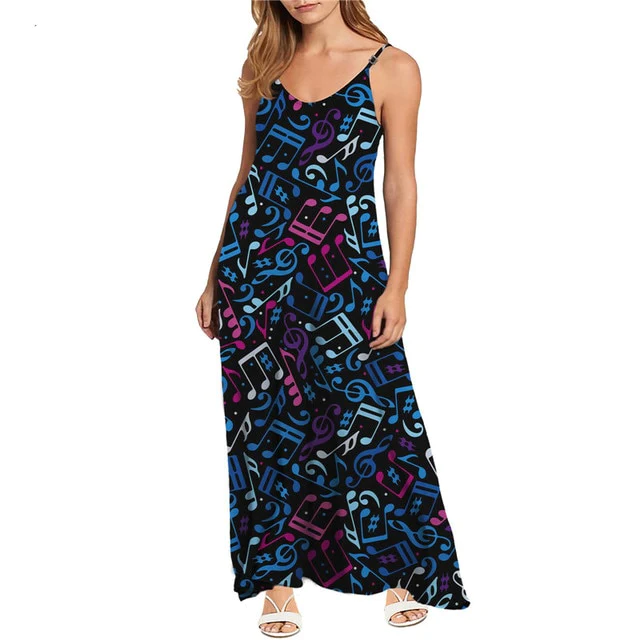 Music Note Slip Long Dress