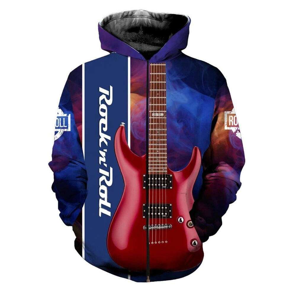 3D Rock Guitar Print Hoodie/Sweater