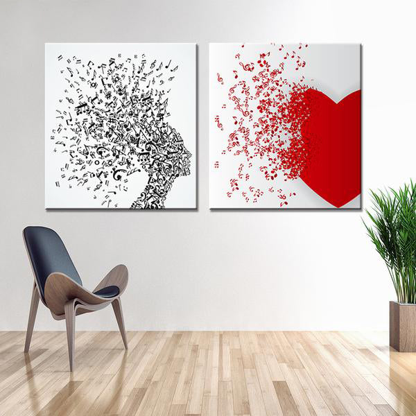 Love Abstract Music Note Canvas Art Set Artistic Pod