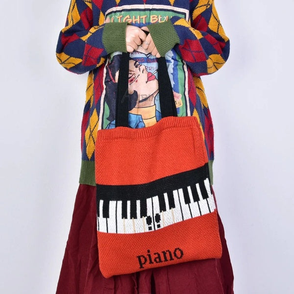 Red Piano Pattern Shoulder Bag