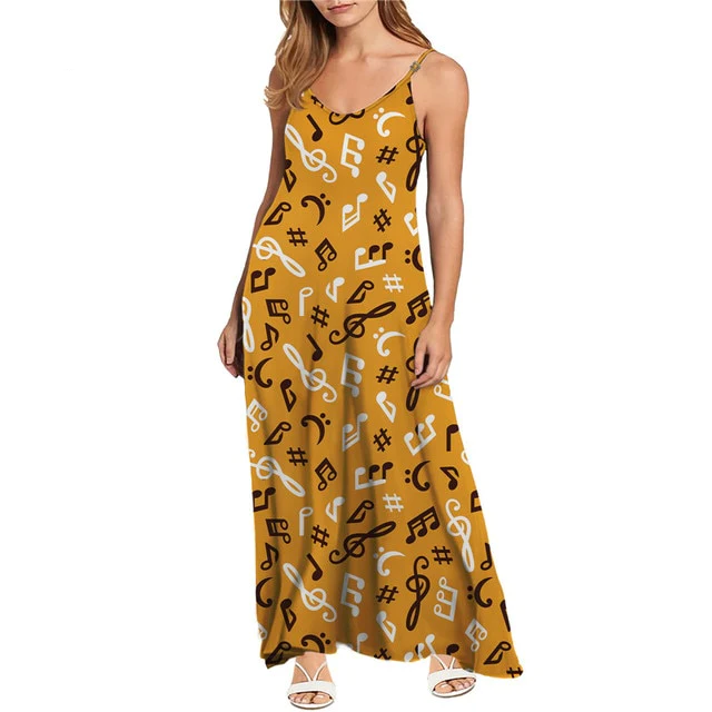 Music Note Slip Long Dress