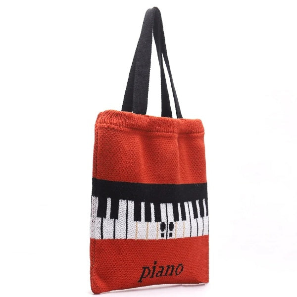 Red Piano Pattern Shoulder Bag