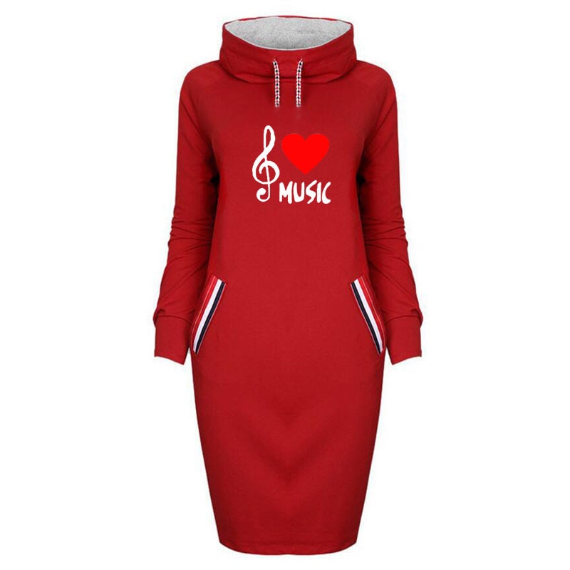 Red Heart Music Notes Dress Artistic Pod