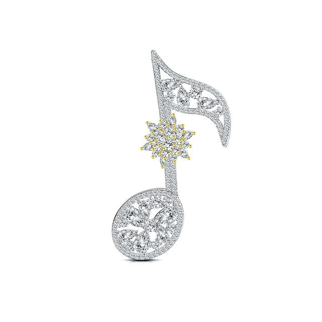 Music Note Rhinestone Zircon Brooch