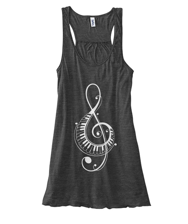 Treble Clef Piano Keys Flowy Tank - Artistic Pod