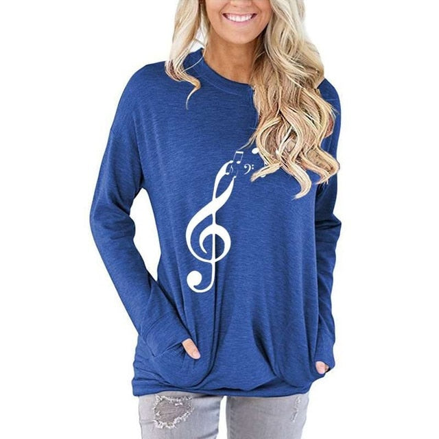 Casual Music Notes Pullover