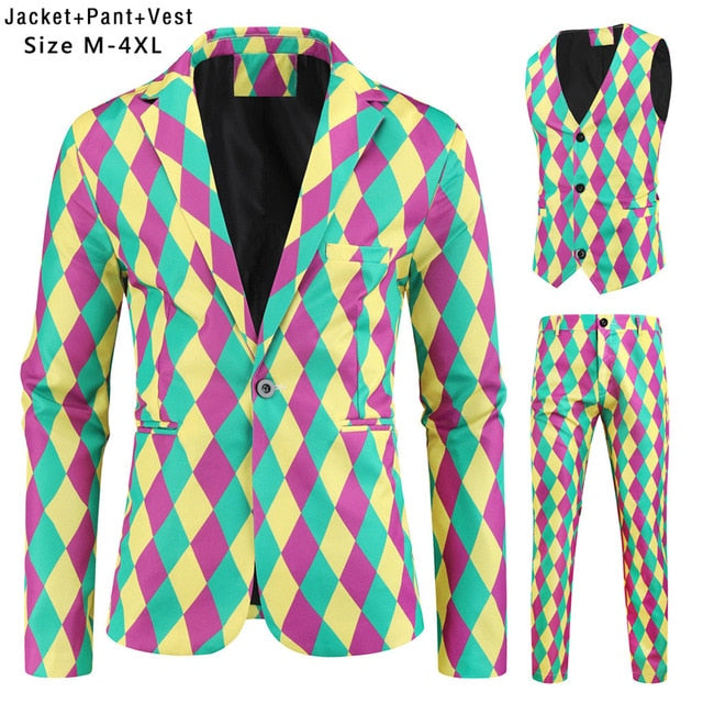 Colorful Music Notes Men's Suit (Waistcoat/Blazer/Pants) - Artistic Pod