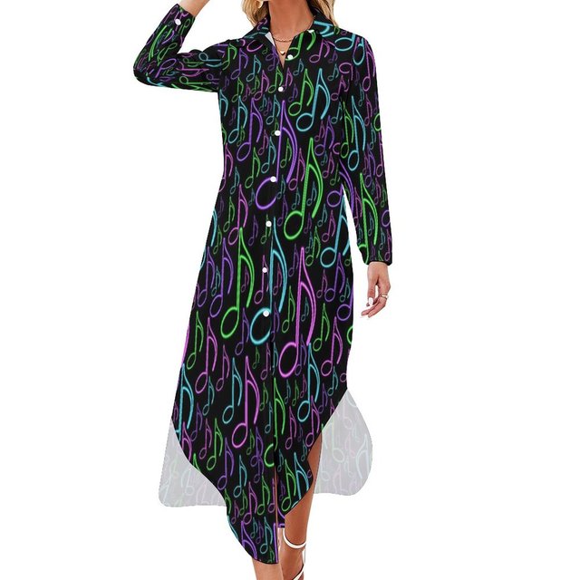 Music Note Chiffon Shirt Dress