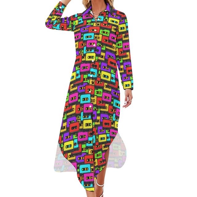 Music Note Chiffon Shirt Dress