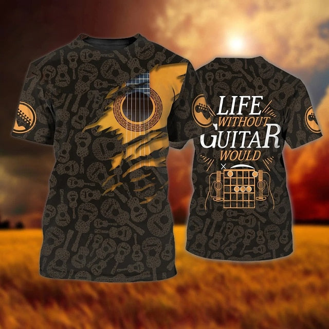 3d Guitar Instrument T-shirt