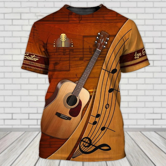 3d Guitar Instrument T-shirt