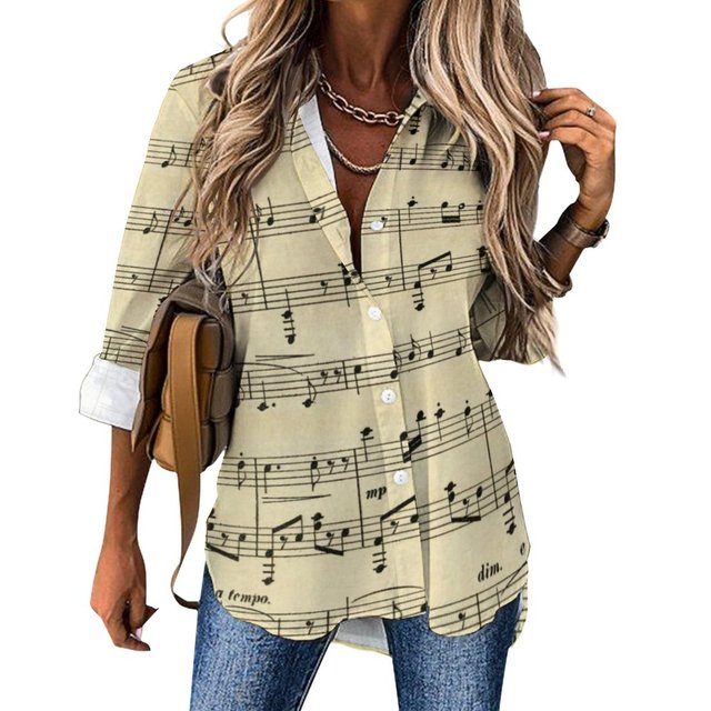 Music Note Loose Blouse Shirt