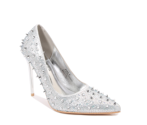 Berness Wanda Silver Pointed Toe Spike Heels