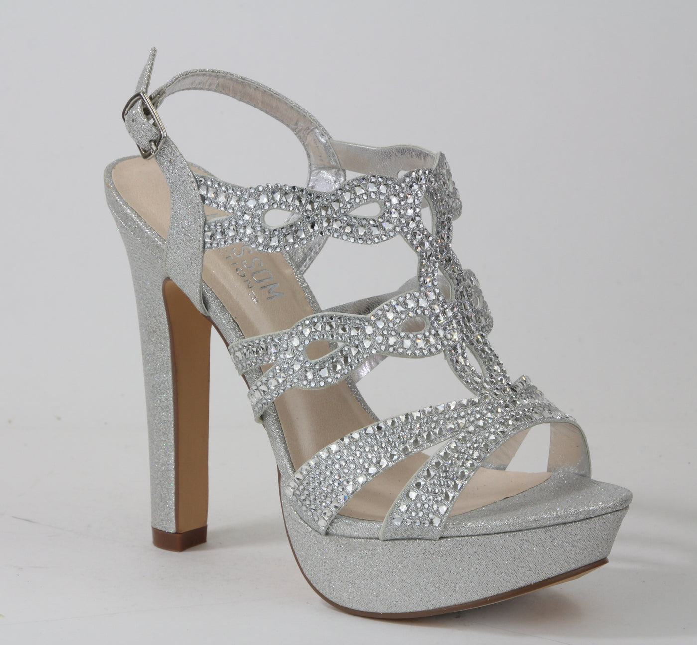 silver rhinestone high heels