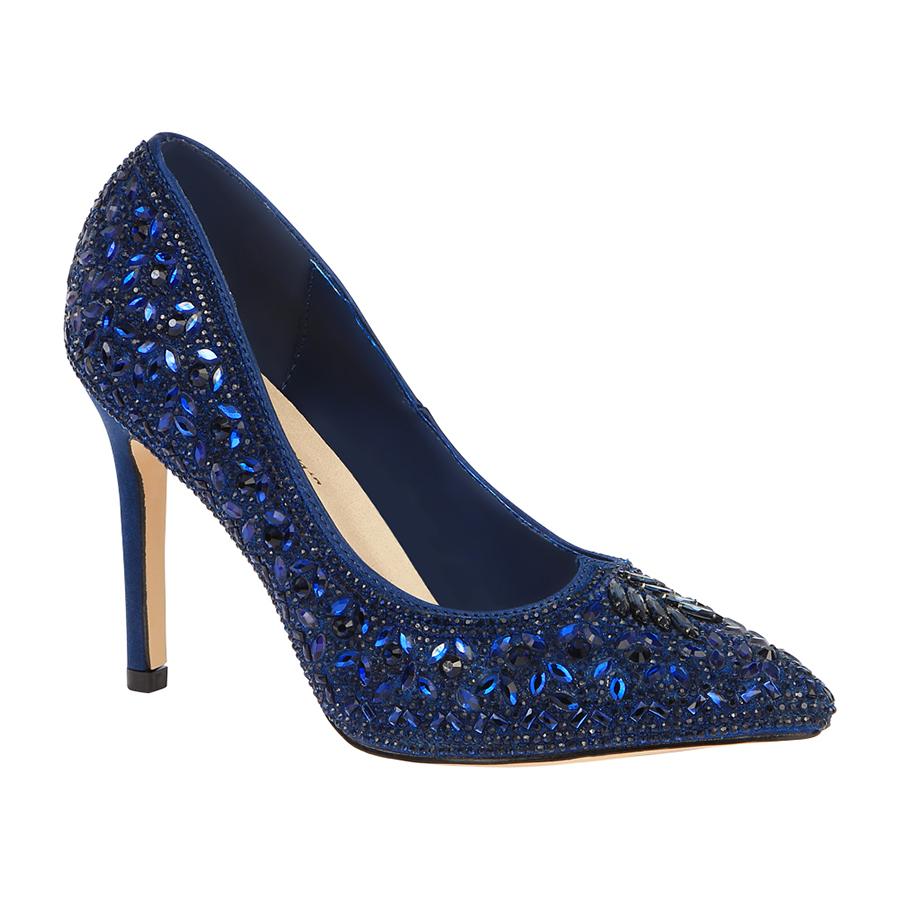 navy and rhinestone shoes