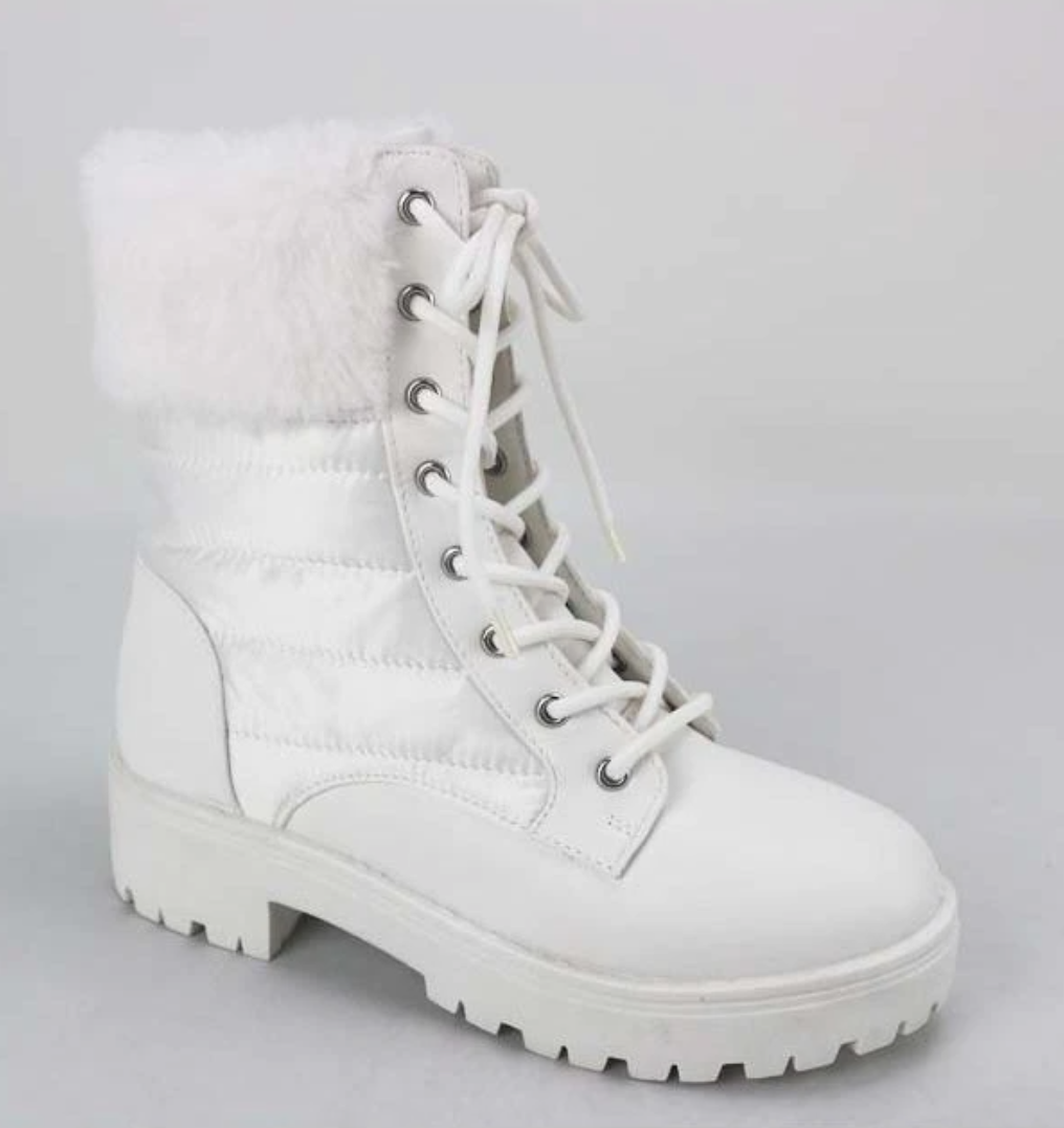 white lace up combat boots