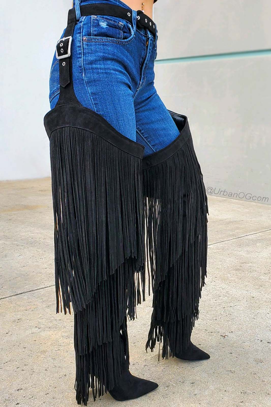 fringe thigh high boots