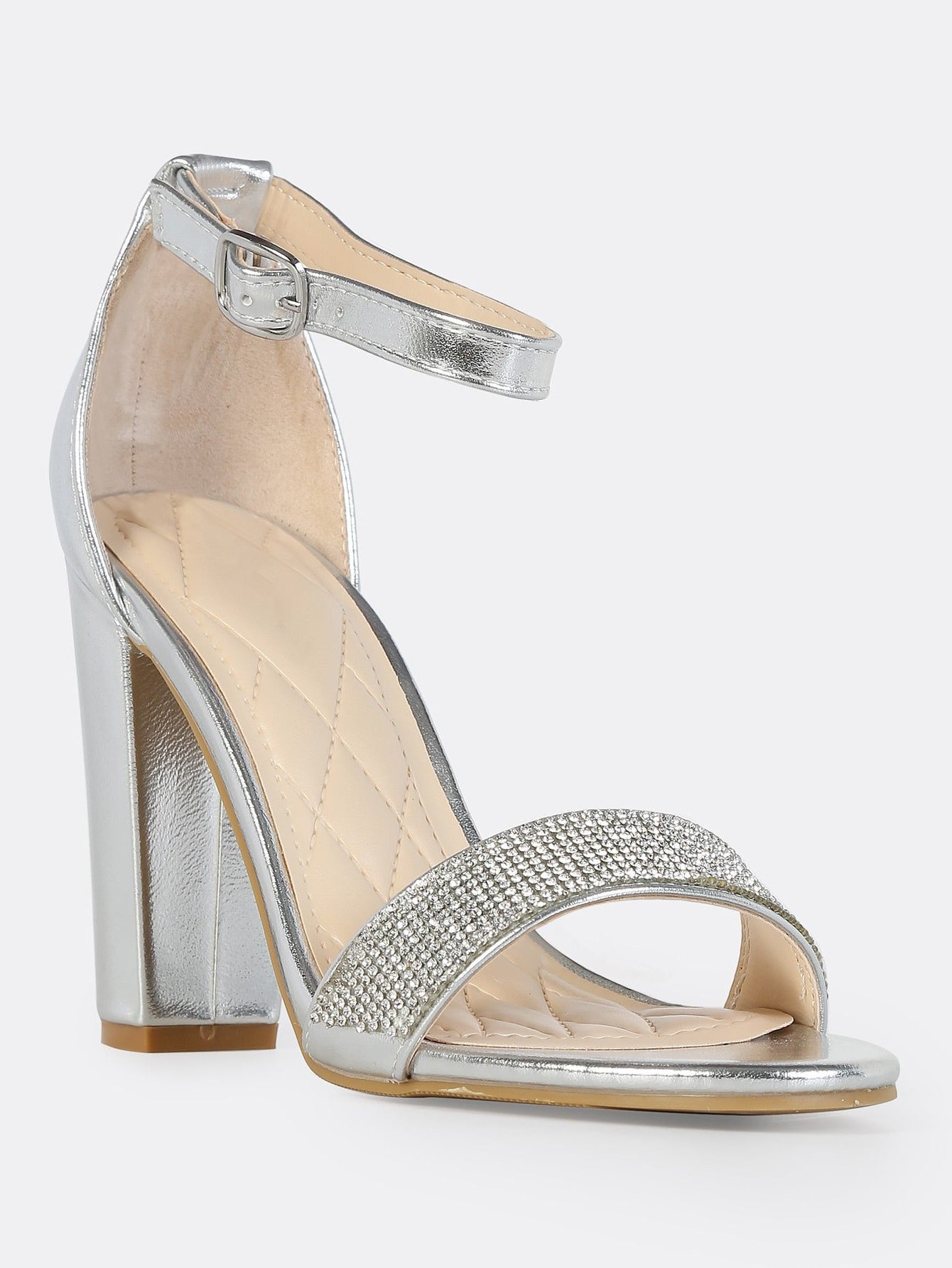 silver open toe high heels