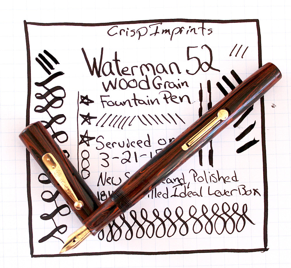 Waterman 52 Red Wood Grain Fountain Pen Writing Examaple