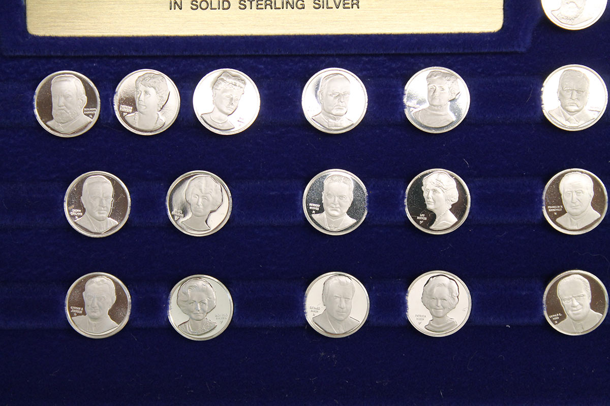 1977 STERLING SILVER FRANKLIN MINT PRESIDENTS FIRST LADIES 80 COIN SET ...